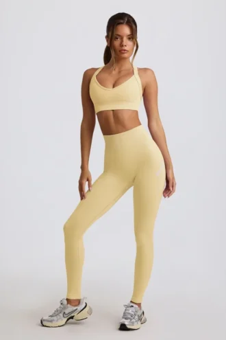 Super Sculpt naadloze legging met hoge taille in botergeel