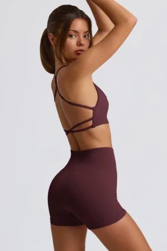 Super Sculpt naadloze minishort in bordeauxrood