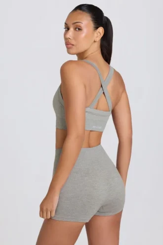 Super Sculpt naadloze minishort in grijs gemêleerd
