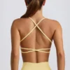 Super Sculpt naadloze rugloze sportbeha in botergeel
