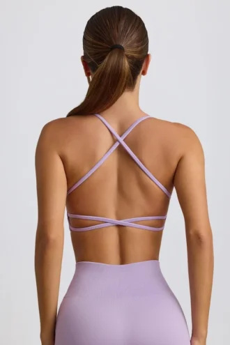 Super Sculpt naadloze rugloze sportbeha in zacht lila