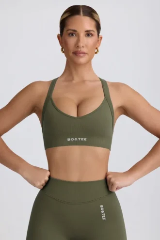 Super Sculpt naadloze sportbeha met gekruiste bandjes in lichtgroen