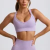 Super Sculpt naadloze sportbeha met gekruiste bandjes in zacht lila