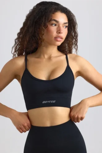 Super Sculpt naadloze sportbeha met ronde hals in zwart
