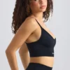 Super Sculpt naadloze sportbeha met ronde hals in zwart