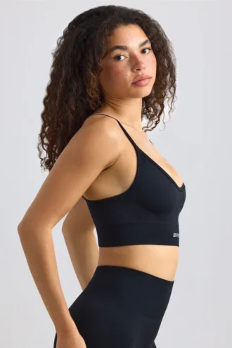 Super Sculpt naadloze sportbeha met ronde hals in zwart