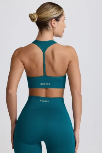Super Sculpt naadloze sportbeha met T-rug in Teal