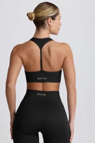 Super Sculpt naadloze sportbeha met T-rug in zwart