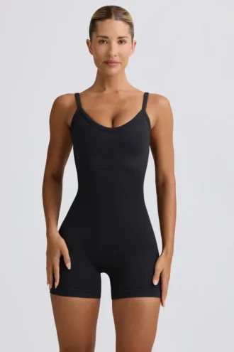 Super Sculpt naadloze unitard in zwart