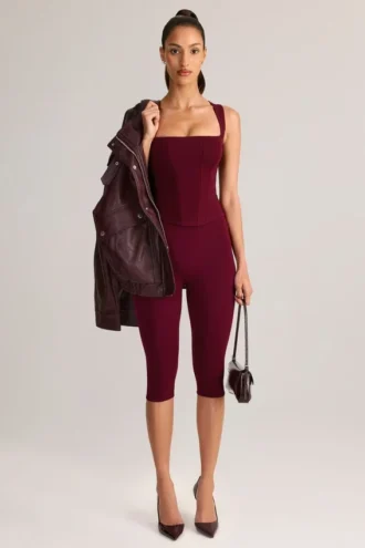 Suri Modal Capri-legging met middelhoge taille in wijnrood
