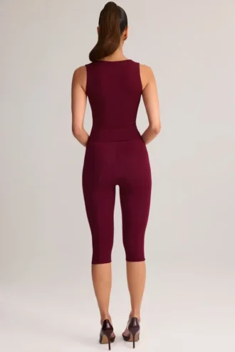 Suri Modal Capri-legging met middelhoge taille in wijnrood