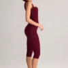 Suri Modal Capri-legging met middelhoge taille in wijnrood