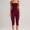 Suri Modal Capri-legging met middelhoge taille in wijnrood
