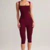 Suri Modal Capri-legging met middelhoge taille in wijnrood