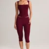 Suri Modal Capri-legging met middelhoge taille in wijnrood