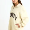 Sweatshirt met kwartritssluiting in Bone