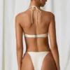 Tahiti beugel-halternek bikinitop in parelwit