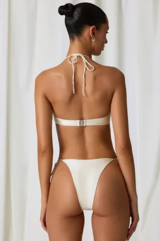 Tahiti beugel-halternek bikinitop in parelwit