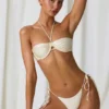 Tahiti beugel-halternek bikinitop in parelwit