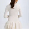 Tallou Modal minijurk met verlaagde taille en bubbelzoom in ivoor