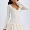Tallou Modal minijurk met verlaagde taille en bubbelzoom in ivoor