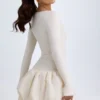 Tallou Modal minijurk met verlaagde taille en bubbelzoom in ivoor