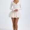 Tallou Modal minijurk met verlaagde taille en bubbelzoom in ivoor