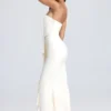 Tallullah bandeau-corsetjurk met ruches in ivoor