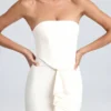 Tallullah bandeau-corsetjurk met ruches in ivoor