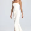 Tallullah bandeau-corsetjurk met ruches in ivoor