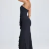Tallullah bandeau-corsetjurk met ruches in zwart