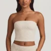 Tamia gerimpelde strapless kanten top in ivoor