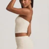 Tamia gerimpelde strapless kanten top in ivoor