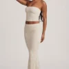 Tamia gerimpelde strapless kanten top in ivoor