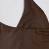 Tanktop met halternek en open rug in pecannoot gemêleerd