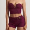 Tarni bandeau crop top met hardware-details in bessenpaars