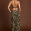 Tarsia maxi-jurk met diepe uitsnijding en luipaardprint