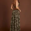 Tarsia maxi-jurk met diepe uitsnijding en luipaardprint