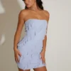 Tatiana bandeau-minijurk met ruches in blauw