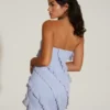 Tatiana bandeau-minijurk met ruches in blauw