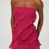 Tatiana bandeau-minijurk met ruches in fuchsia