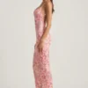 Tavira versierde maxi-jurk met ronde hals en open rug in roze