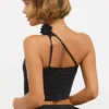 Tesia Slinky Jersey asymmetrische top met rozenmotief in zwart