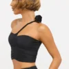 Tesia Slinky Jersey asymmetrische top met rozenmotief in zwart