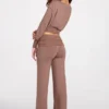 Thea Modal lage taille rechte broek in mokka