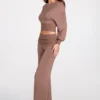 Thea Modal lage taille rechte broek in mokka