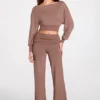 Thea Modal lage taille rechte broek in mokka