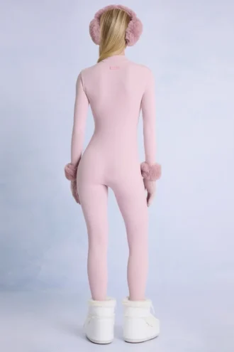 Thermische jumpsuit in poederroze