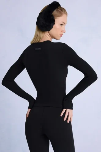 Thermische top met lange mouwen in zwart