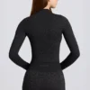 Thermische top met lange mouwen in zwart luipaardprint